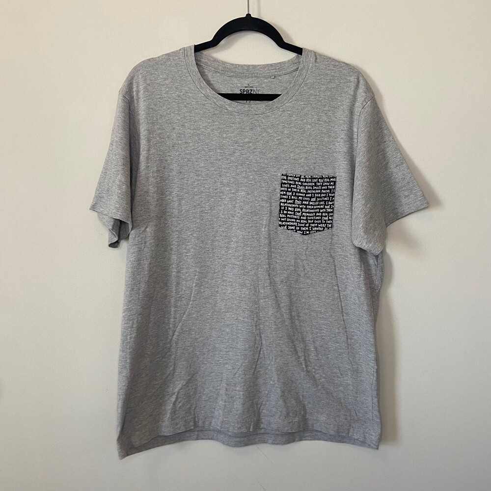 UNIQLO Timothy Goodman SPRZ NY Grey Shirt Size Large Graphic Pocket